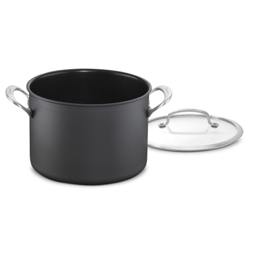 Olla Cuisinart® Anodizada tipo Marmita con Tapa de Vidrio Templado, Apta para Lavaplatos, 6 Cuartos